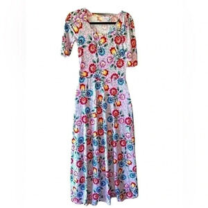 Lularoe small pink floral ANA maxi dress. NWT. Stunning cottage-core vibe!